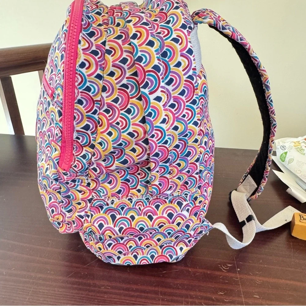 Kipling, Challenger, pink rainbow live light, Peacock, prism, fabric backpack